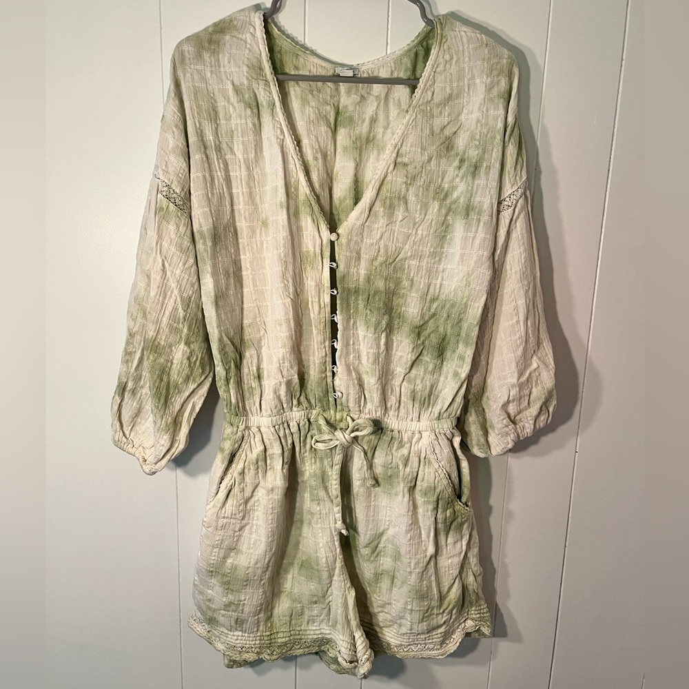 Linen long sleeve romper